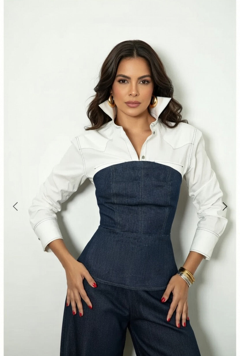 Vicktoria Bustier – Indigo Denim-