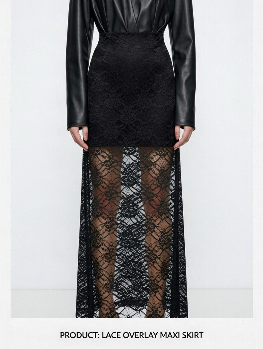 Natasha Maxi skirt in floral lace