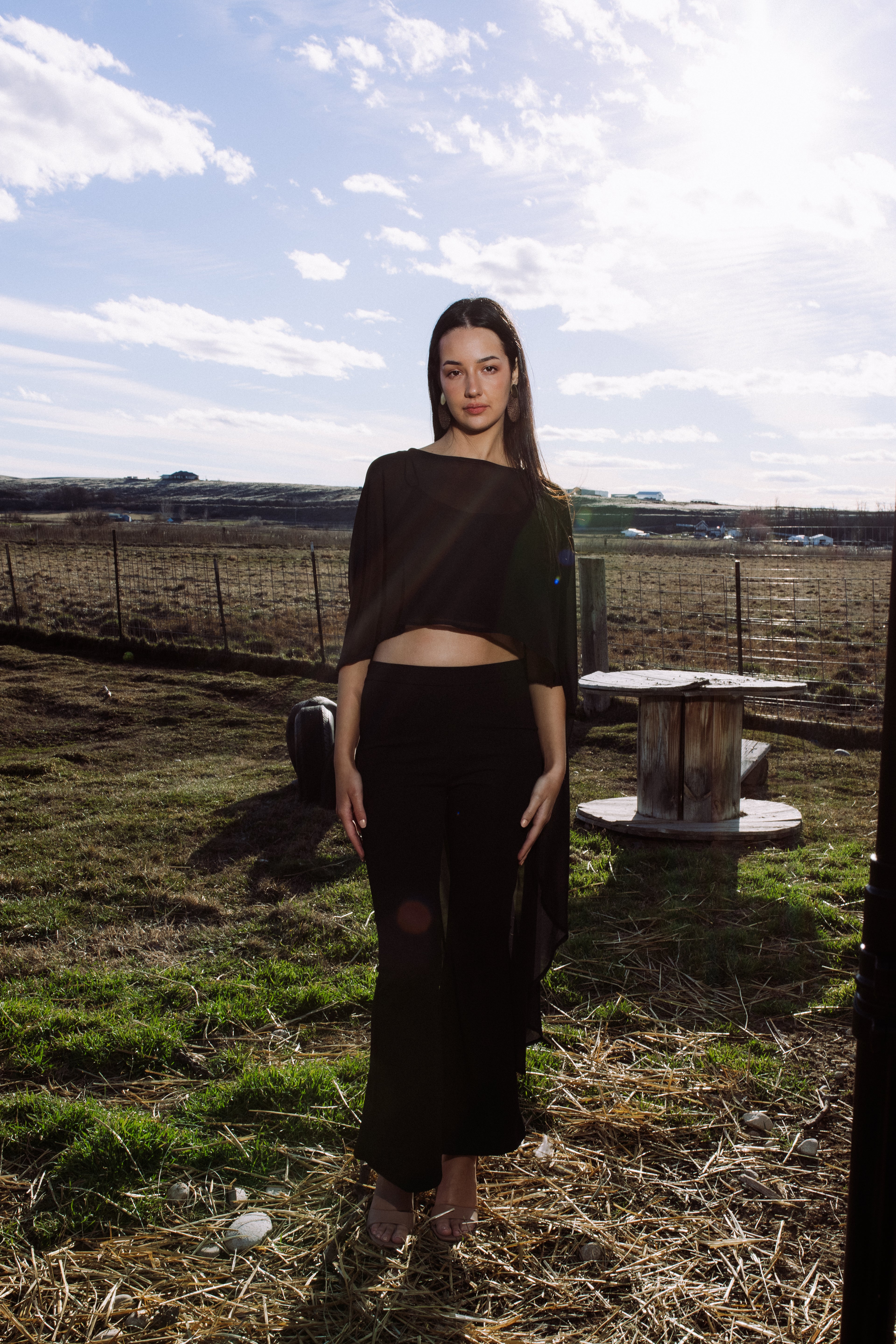 Echo chiffon voile cape - Black