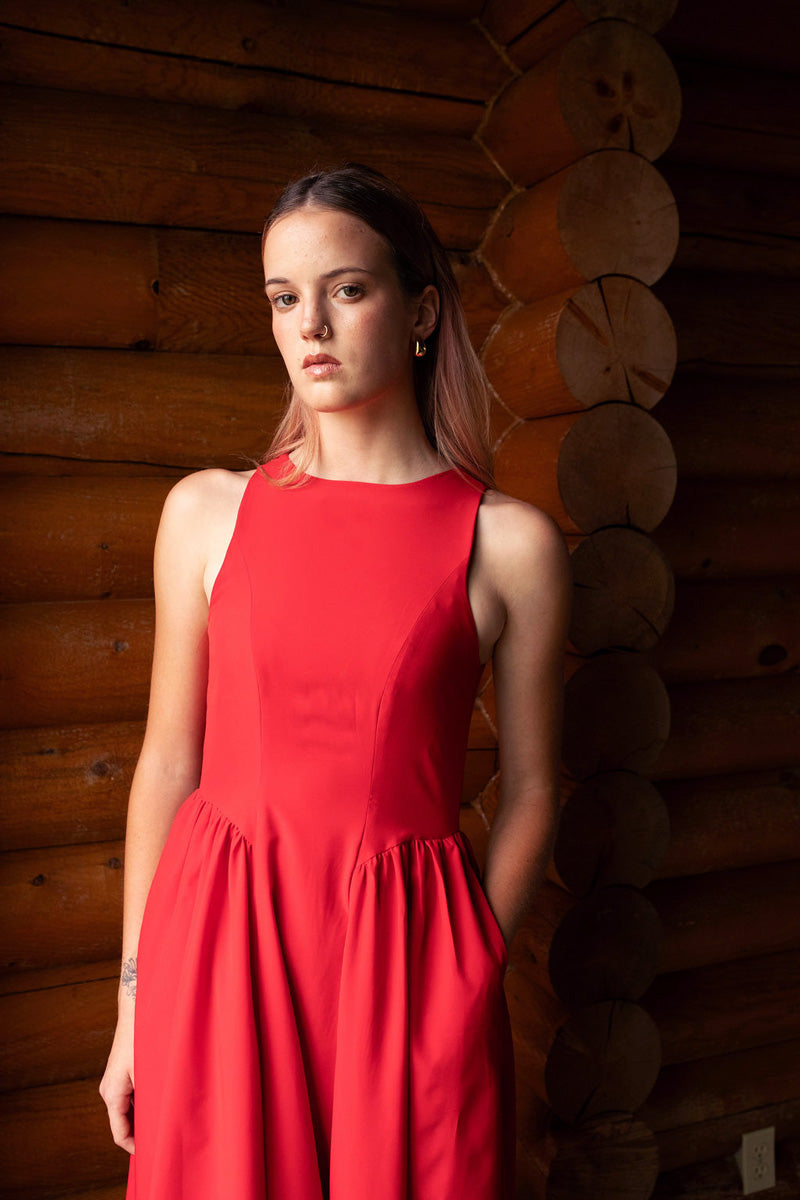 Catalina Midi Dress in Red