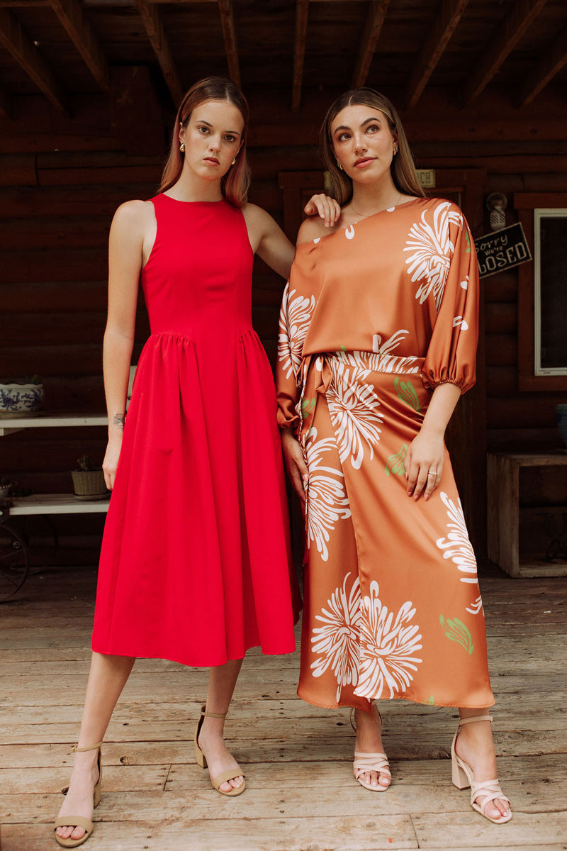 Catalina Midi Dress in Red