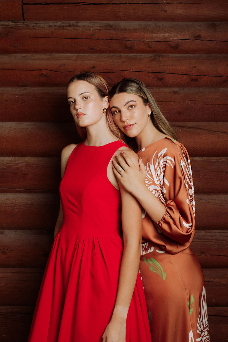 Catalina Midi Dress in Red