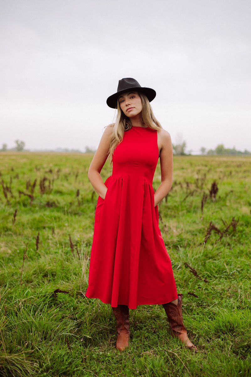 Catalina Midi Dress in Red