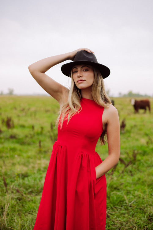 Catalina Midi Dress in Red