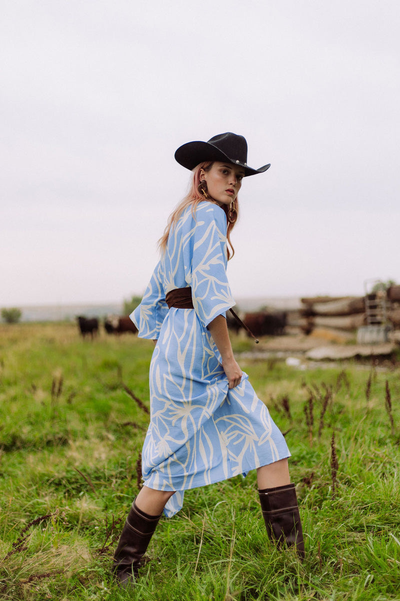 Flora Midi Dress in baby blue