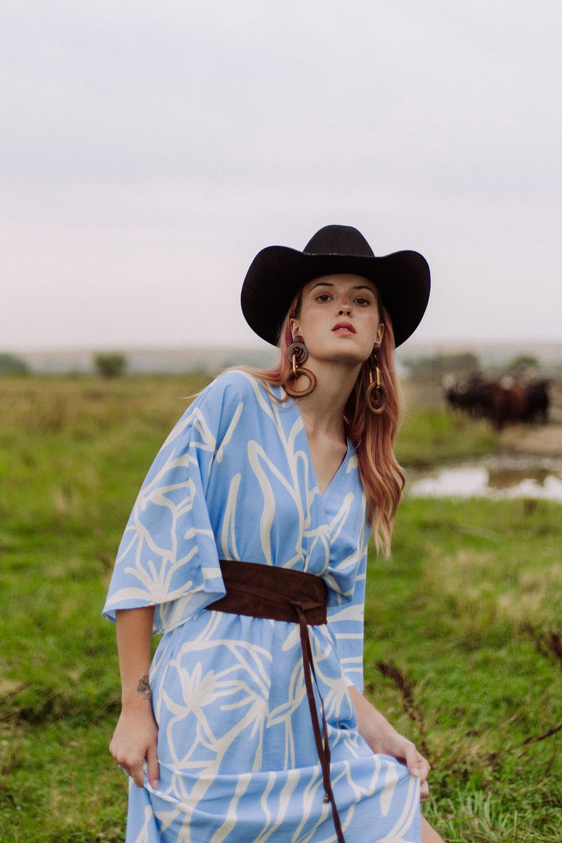 Flora Midi Dress in baby blue