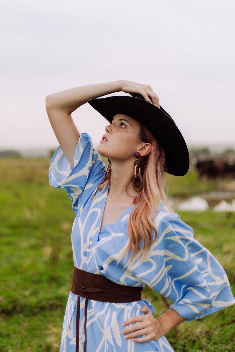 Flora Midi Dress in baby blue