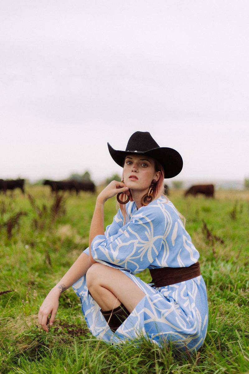 Flora Midi Dress in baby blue