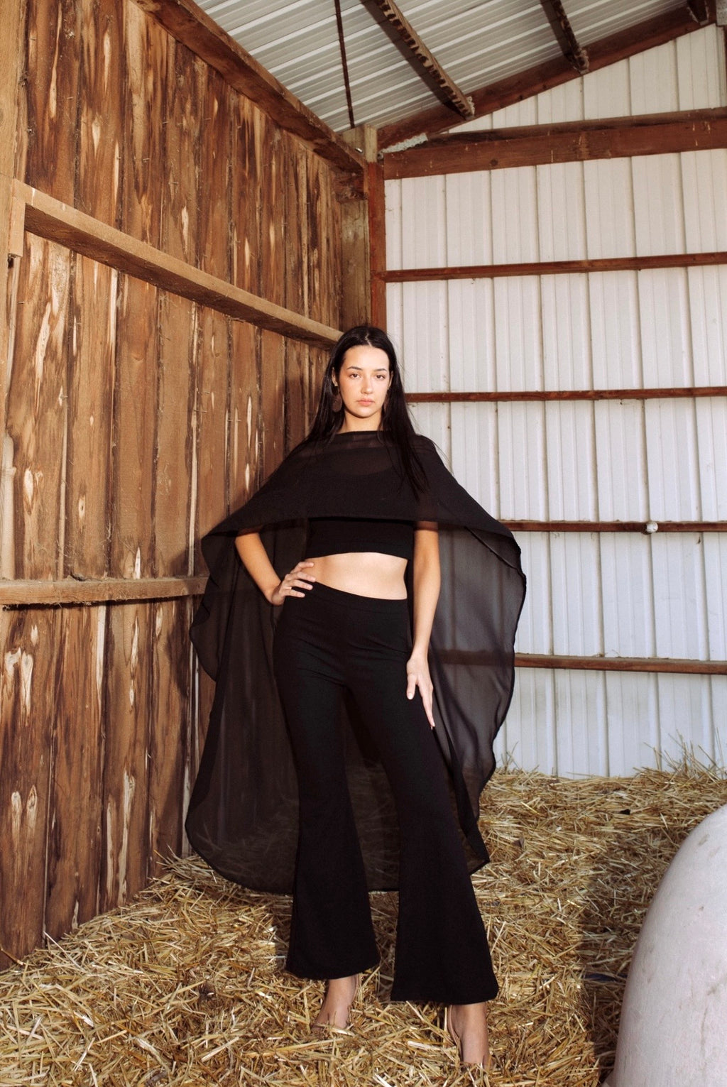 Flare Black Crepe Pants – High Waist