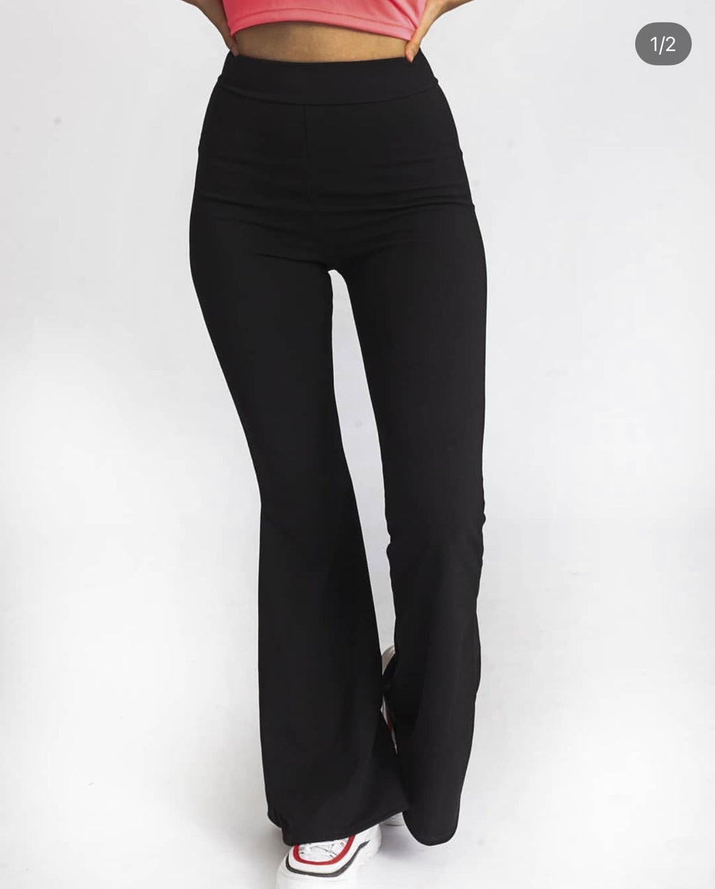 Flare Black Crepe Pants – High Waist