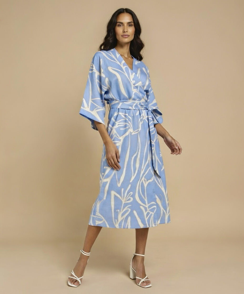 Flora Midi Dress in baby blue