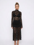 Serena Lace Maxi Dress – Black