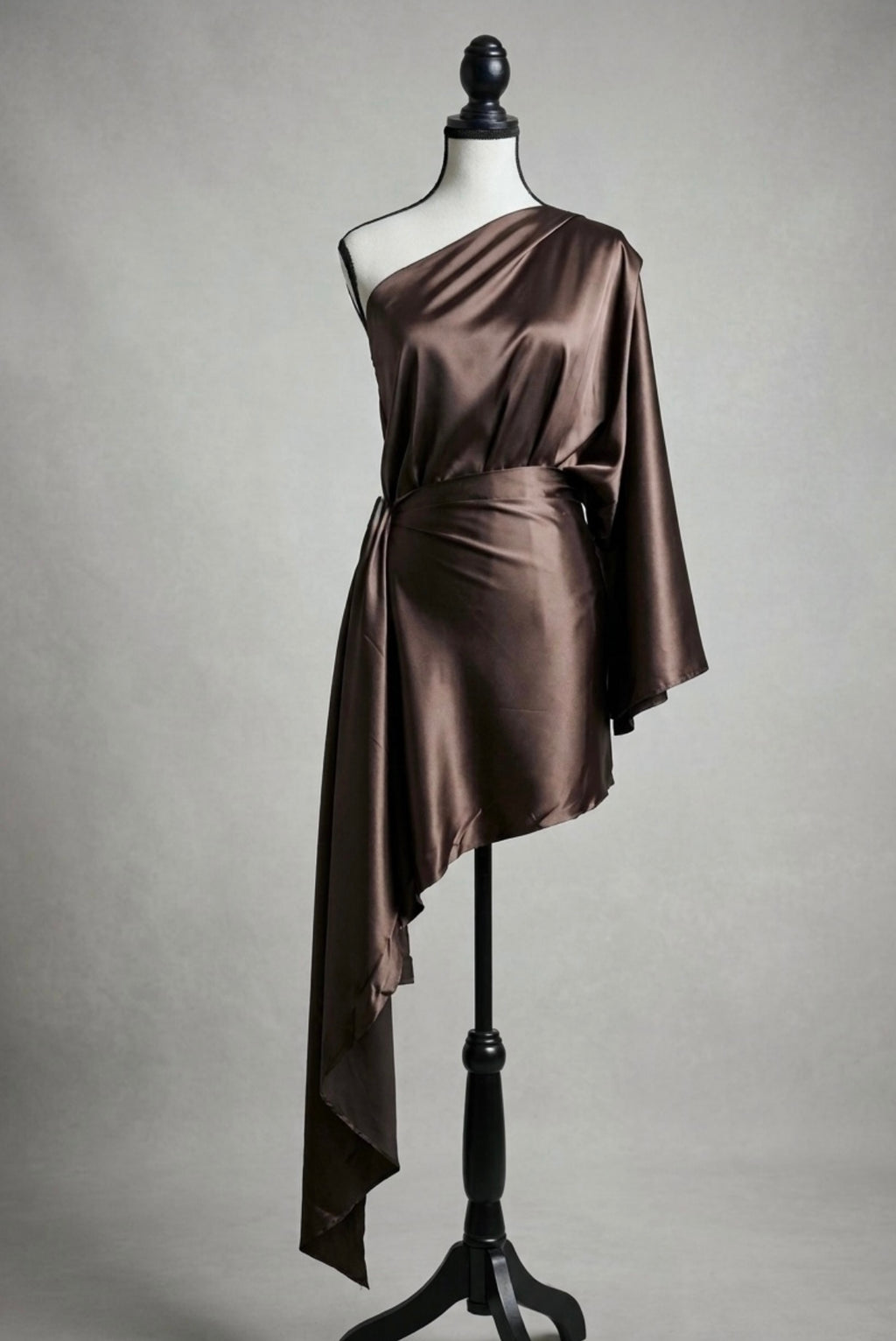 Valeria Asymmetrical Silky-satin Dress