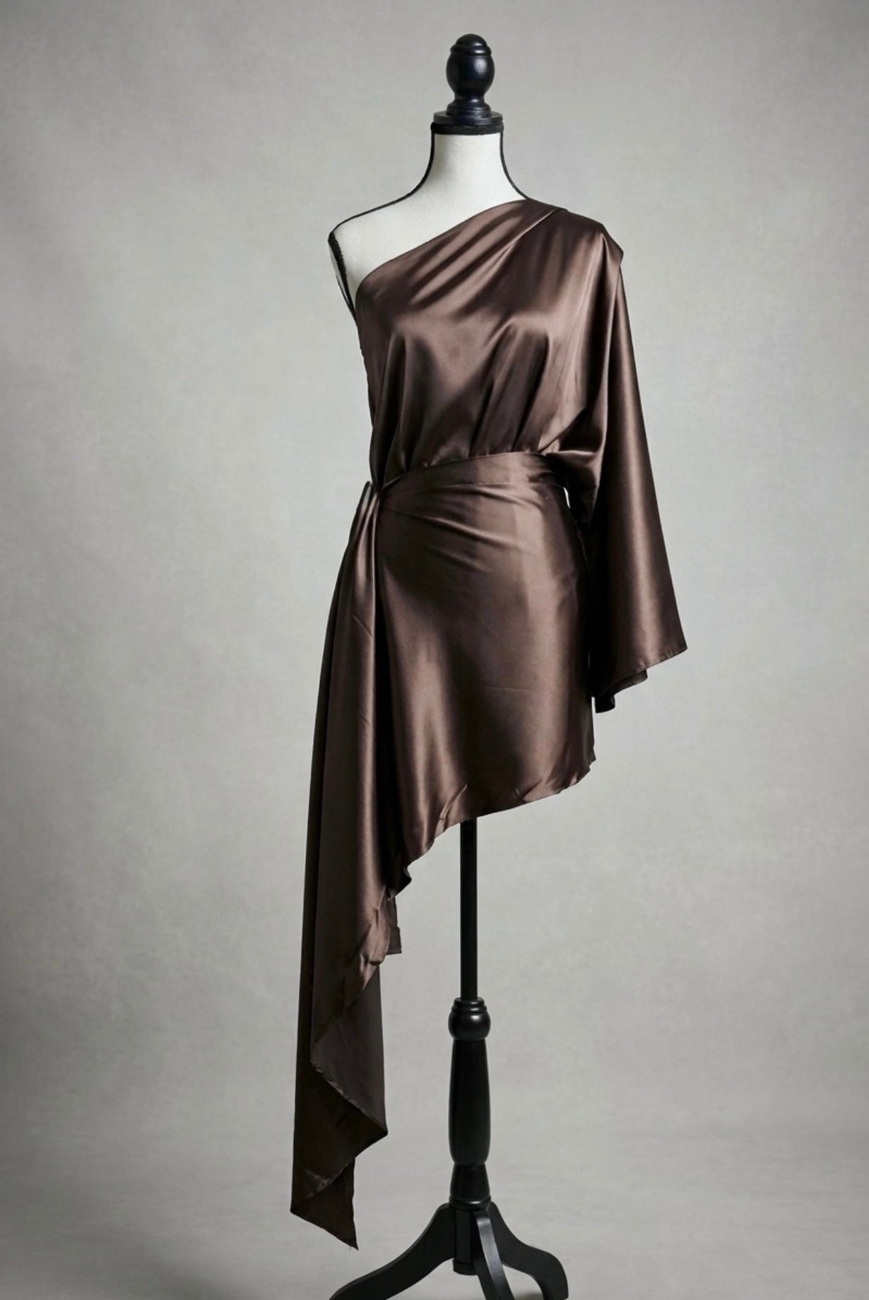 Valeria Asymmetrical Silky-satin Dress