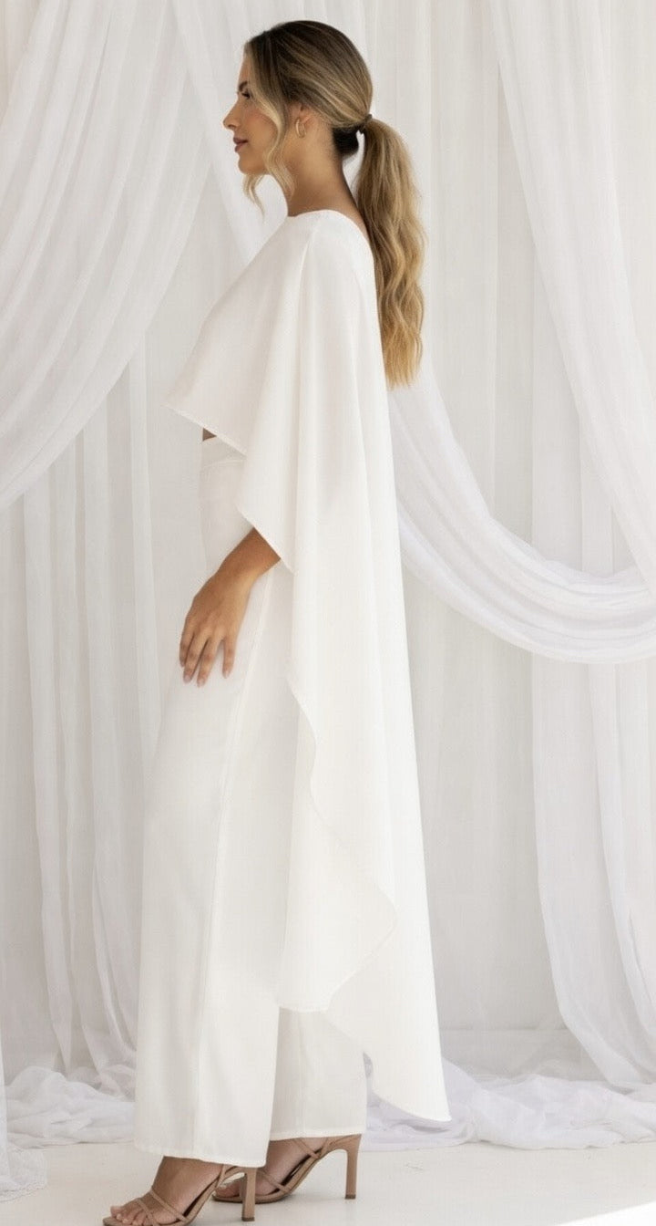Echo Silk-touch voile Cape – Ivory