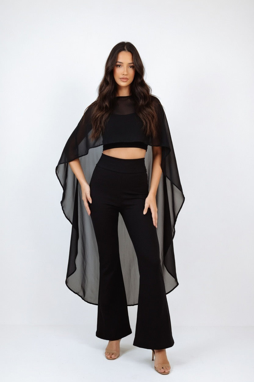 Echo chiffon voile cape - Black