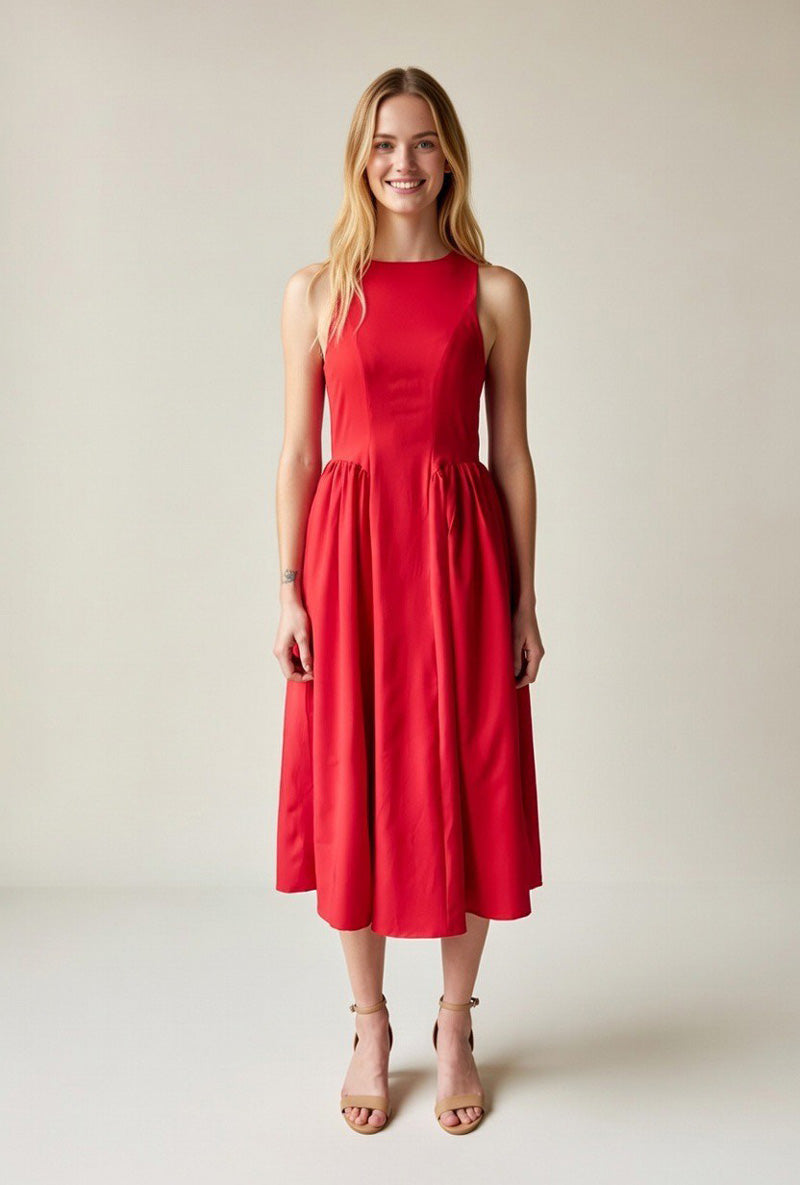 Catalina Midi Dress in Red